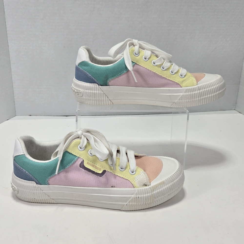 Rocket Dog Cheery Pastel Rainbow Multicolor Women's Lace Up Sneakers Size 7 - Picture 3 of 11